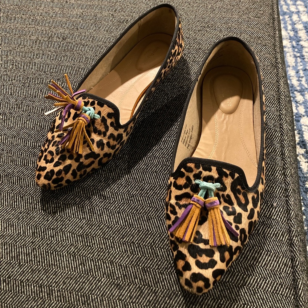 Hush Puppies Leopard Flats with Multi Color Tassel